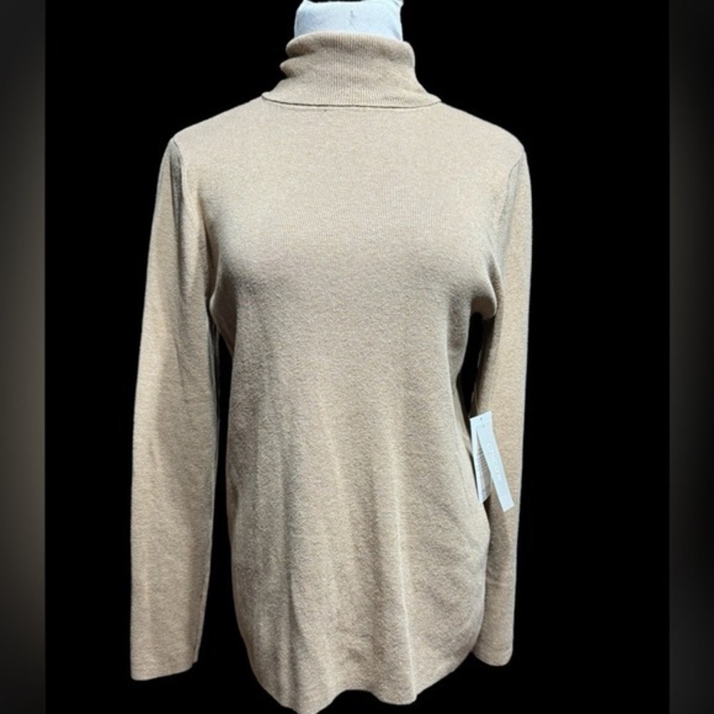 Chicos Turtleneck Pullover Sweater Dusty Cedar Tan Coolmax Size 2 New‎ 570249676